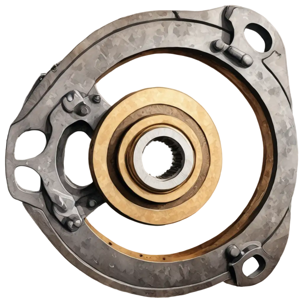 Watercolor-PNG-Illustration-of-Detailed-Brake-Rotor-and-Caliper-Industrial-Automotive-Art-with-Metallic-Textures-and-Rust-Effects