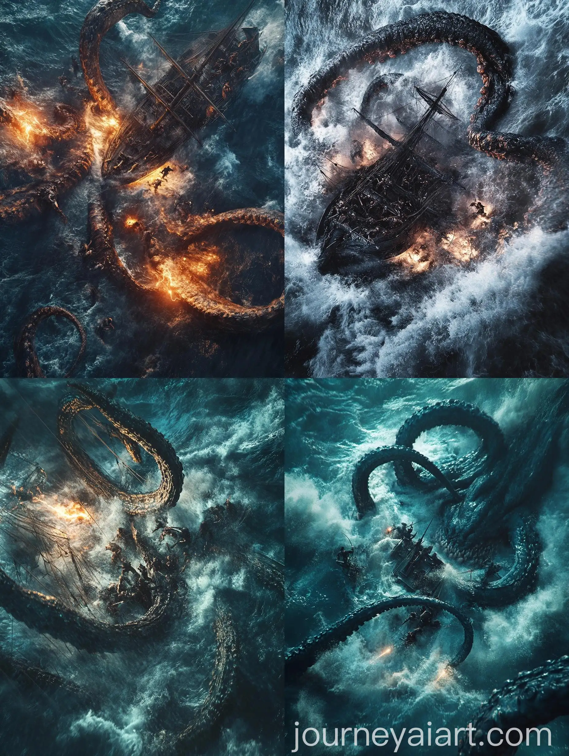 Epic-Pirate-Crew-Battling-Monstrous-Kraken-in-Violent-Storm