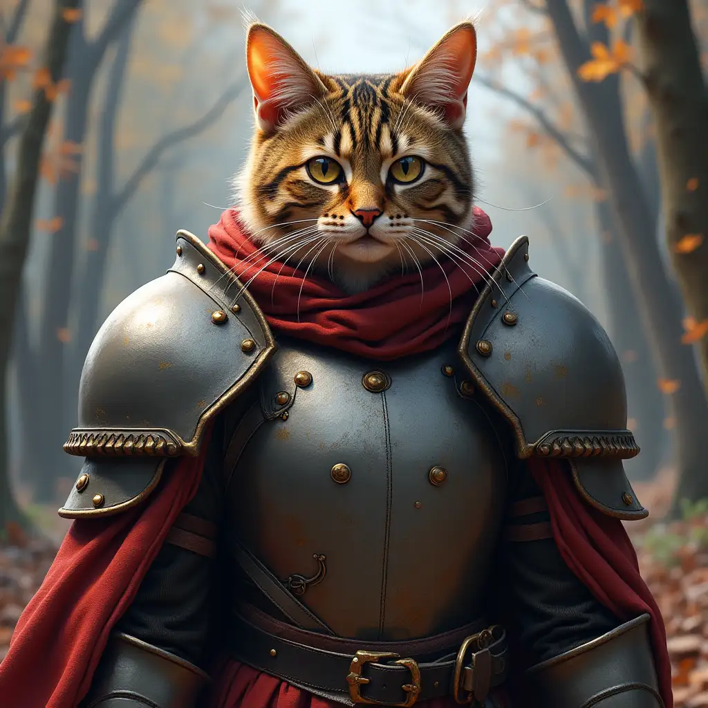 cat cleric wearing heavy armor