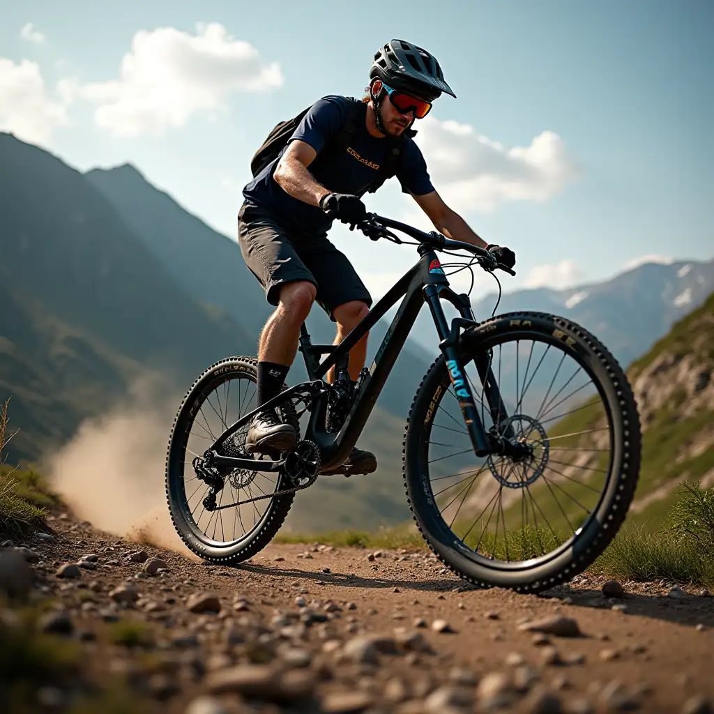 Adventurous-Rider-on-a-Mountain-Bike-in-Rugged-Terrain