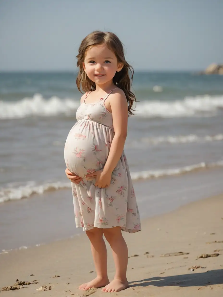 Pregnant-Young-Girl-Enjoying-Serene-Beach-Day