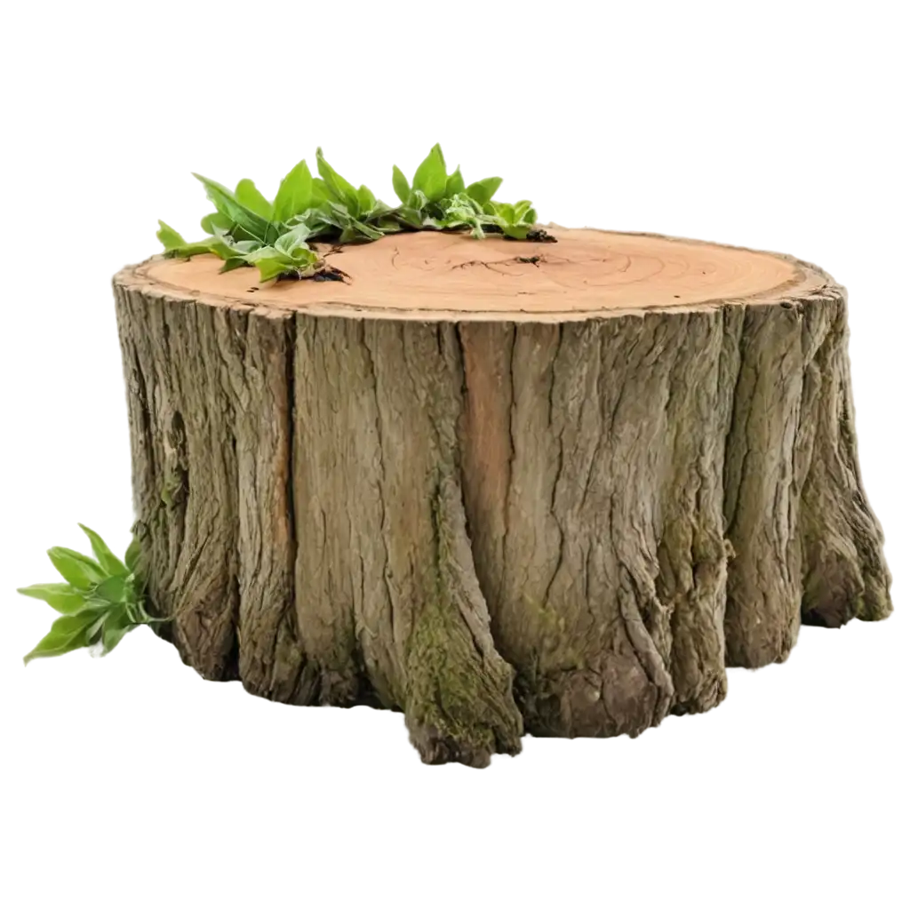 HighQuality-PNG-Image-of-a-Freshly-Cut-Giant-Tree-Stump-with-Three-Vigorous-Coppice-Shoots