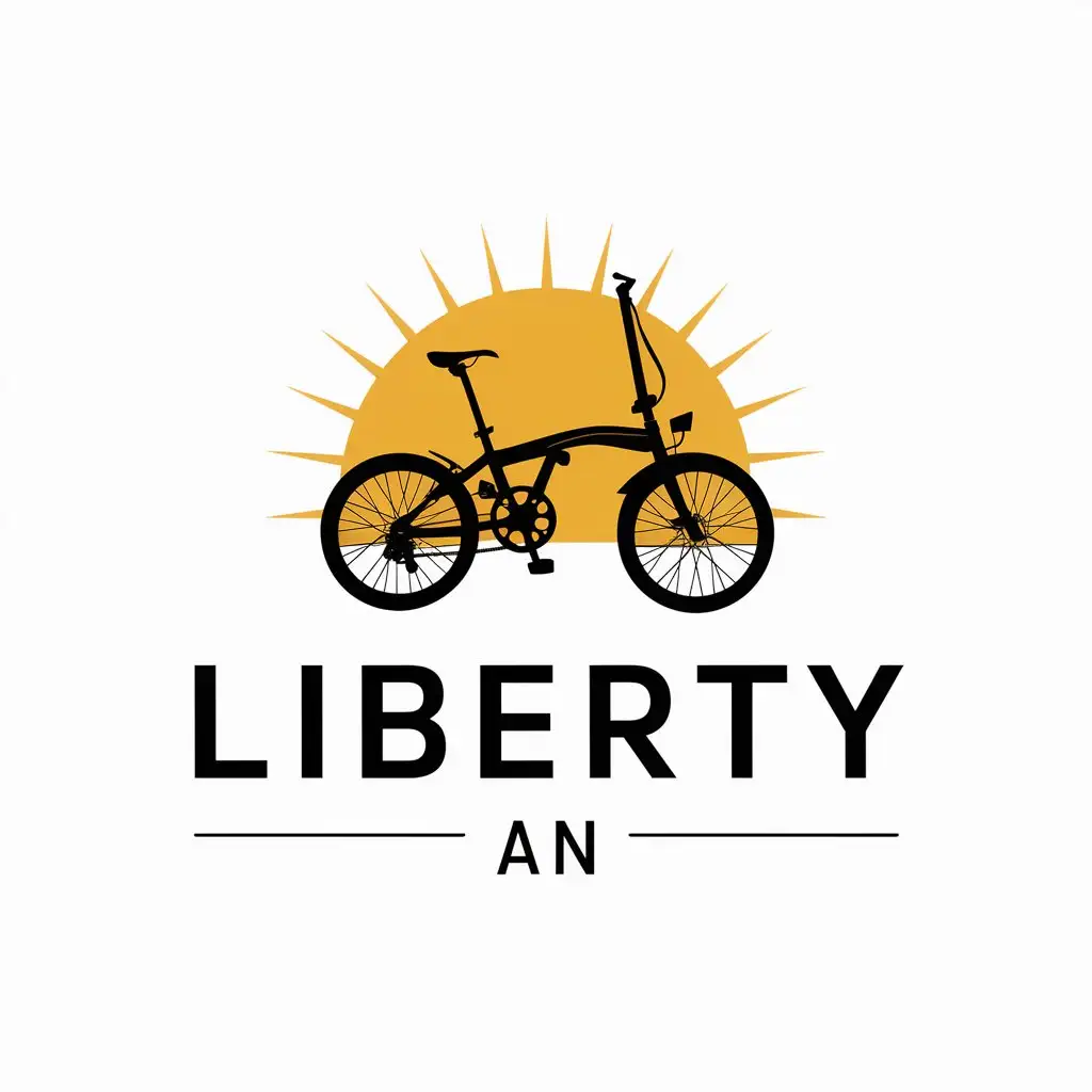 a vector logo design,with the text "Liberty An", main symbol:folding bike sunshine fashion sports,Moderate,clear background