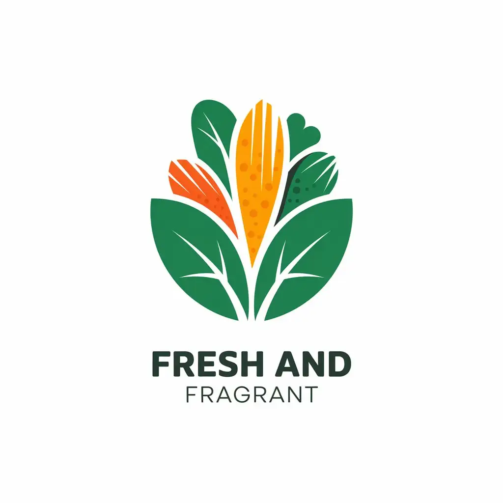 a vector logo design,with the text "fresh and fragrant", main symbol:Vegetables, crispy texture,Moderate,be used in Restaurant industry,clear background