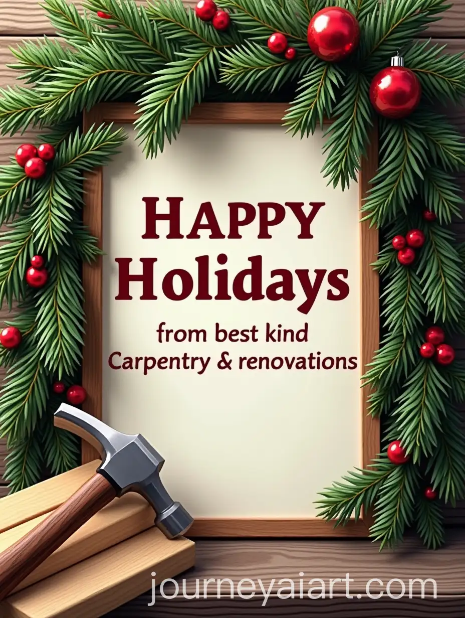 Holiday-Sign-Board-with-Evergreen-Garland-Hammer-and-Lumber