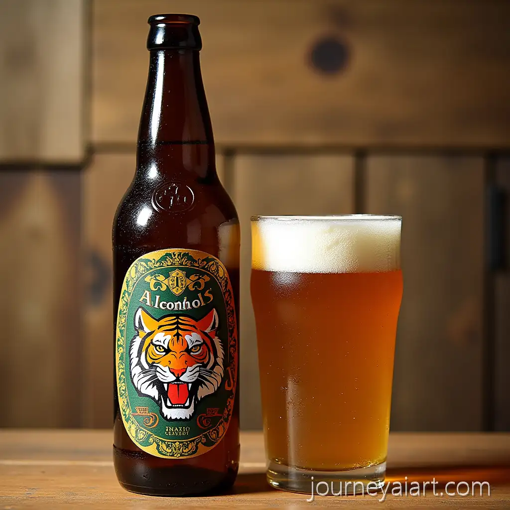 Alconhol-Tiger-BeerAI-Art-Prompt-Expansion-Bottle-with-Brand-Logo-on-Display