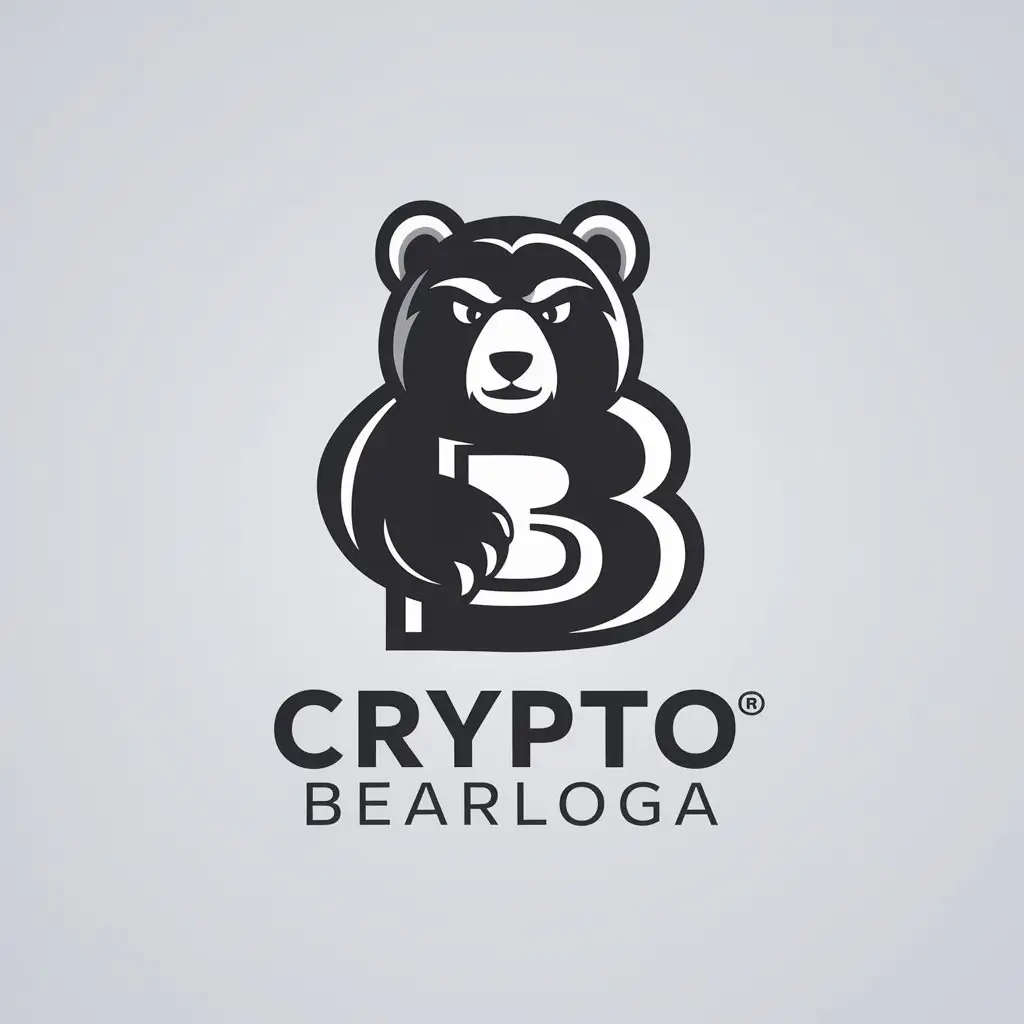 a logo design,with the text "Crypto Bearloga", main symbol:Bear,Moderate,be used in Finance industry,clear background