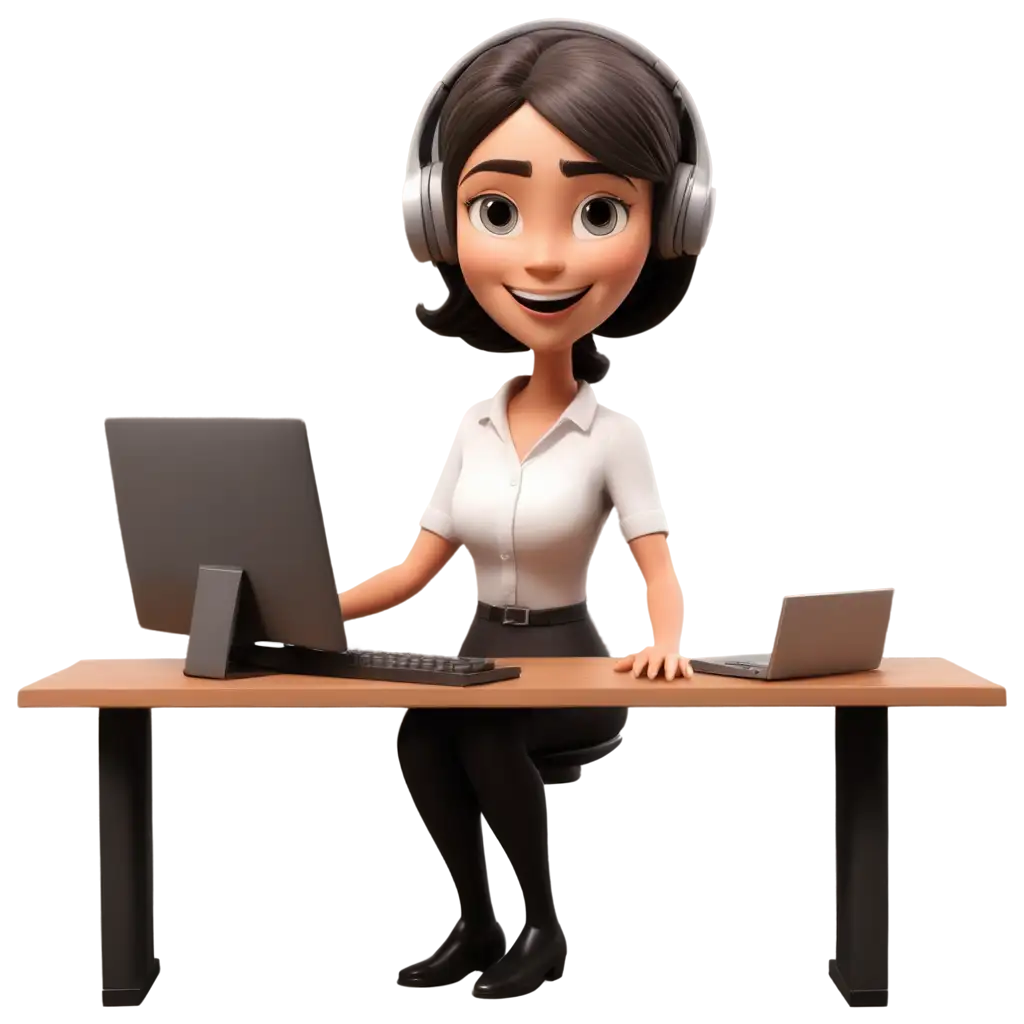 Cartoon-Customer-Service-Woman-at-Desk-with-Computer-PNG-Image