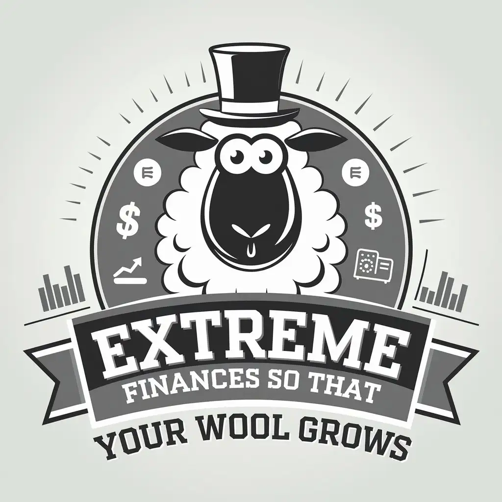 a vector logo design,with the text "EXTREME FINANCES So that your wool grows", main symbol:Borrego animado tipo Pixar with elements of economy and finances,Moderate,clear background