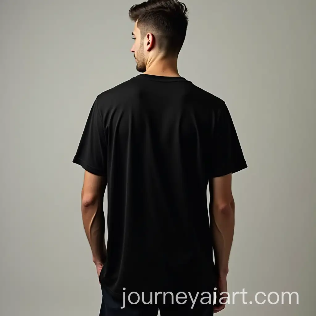 Male-Model-in-Oversized-Black-Tee-from-Behind