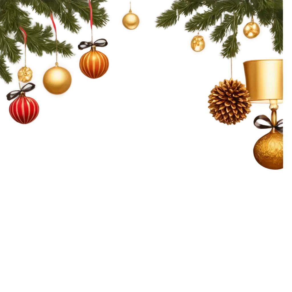 Luxury-Christmas-Border-PNG-Candle-Lamp-and-Tree-with-Festive-Tape-and-Elements