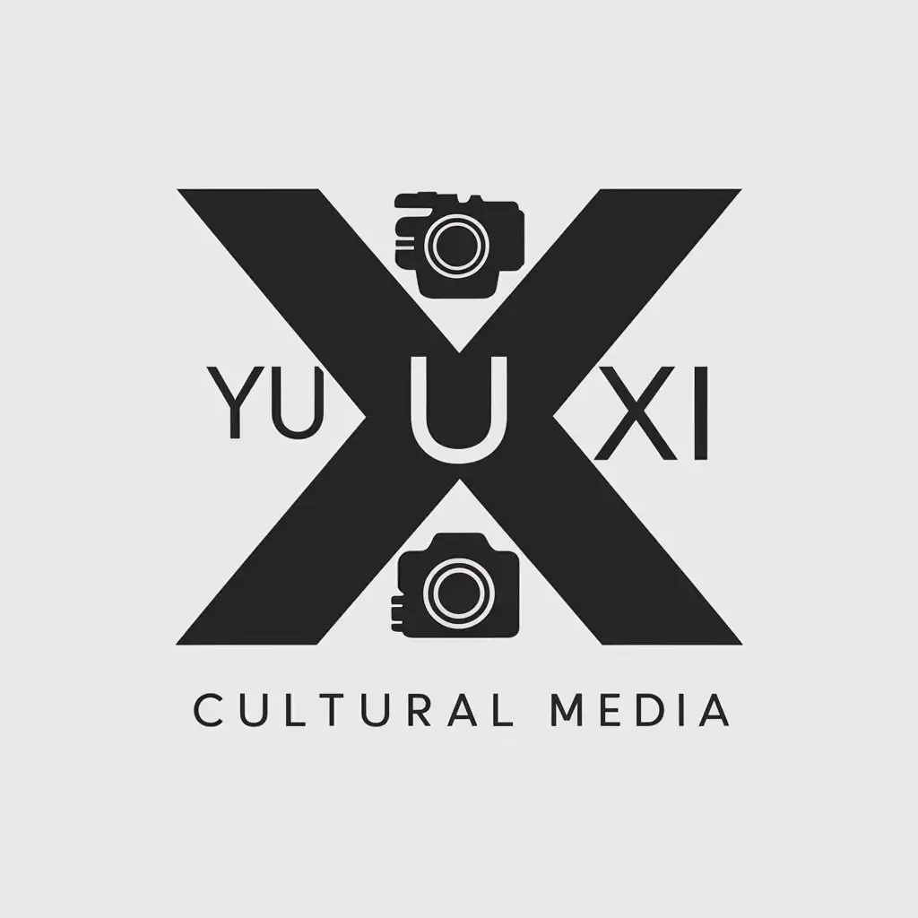 a vector logo design,with the text "Yu Xi Cultural Media", main symbol:Y/X/camera/media/movies,Moderate,be used in Internet industry,clear background