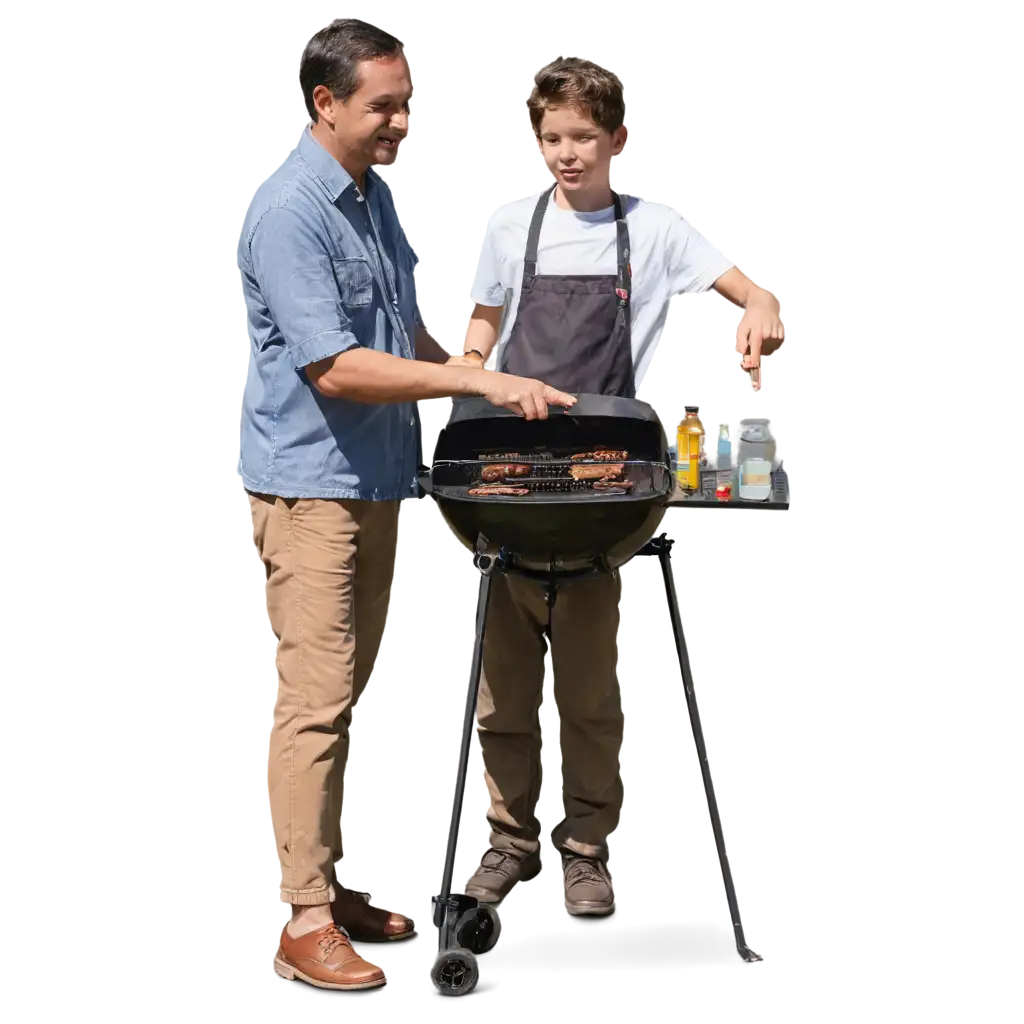 PNG-Image-of-Barbecue-Dad-and-Son-Heartwarming-Family-Moment-Captured