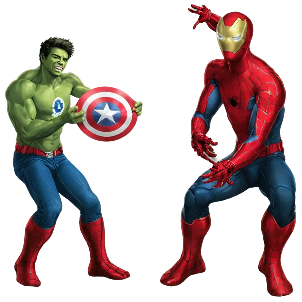 Squid-Game-Featuring-Spiderman-Hulk-Captain-America-and-Iron-Man-PNG-Image-for-ActionPacked-Visuals