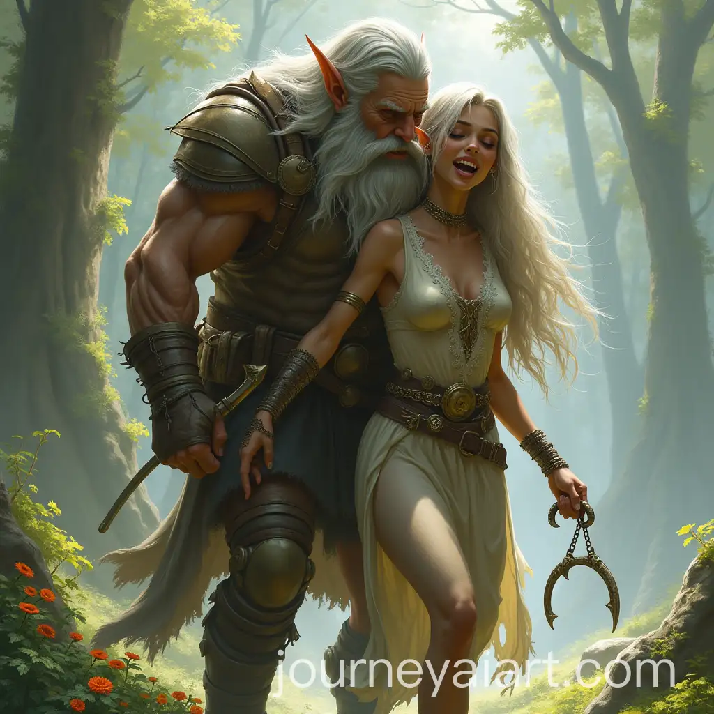 Elven-Female-Struggling-Under-the-Weight-of-a-Human-Male-on-Her-Back
