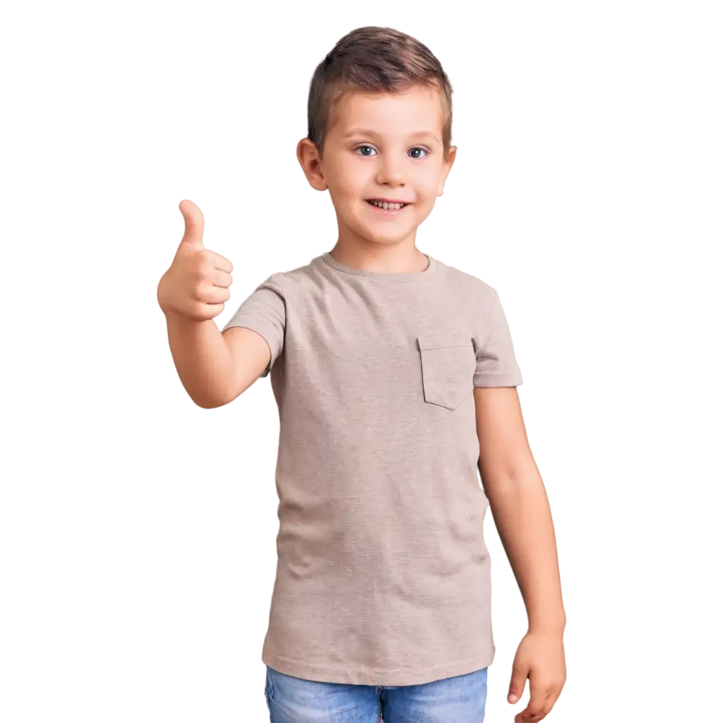 a small child shows a big thumb up