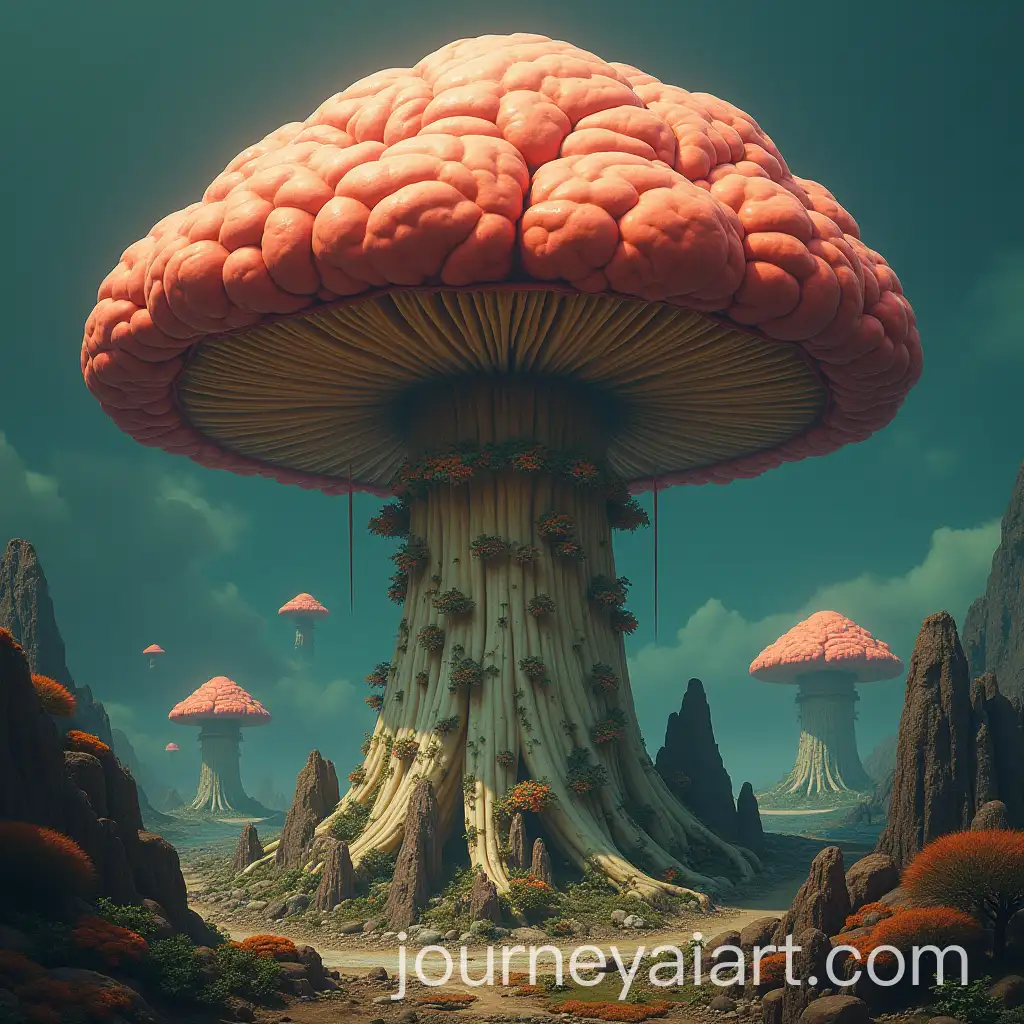 Giant-Alien-Mushroom-Brain-with-Offshoots-in-Otherworldly-Landscape