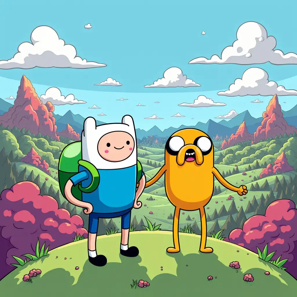 Finn-and-Jake-Adventure-Time-Hilltop-View-Landscape