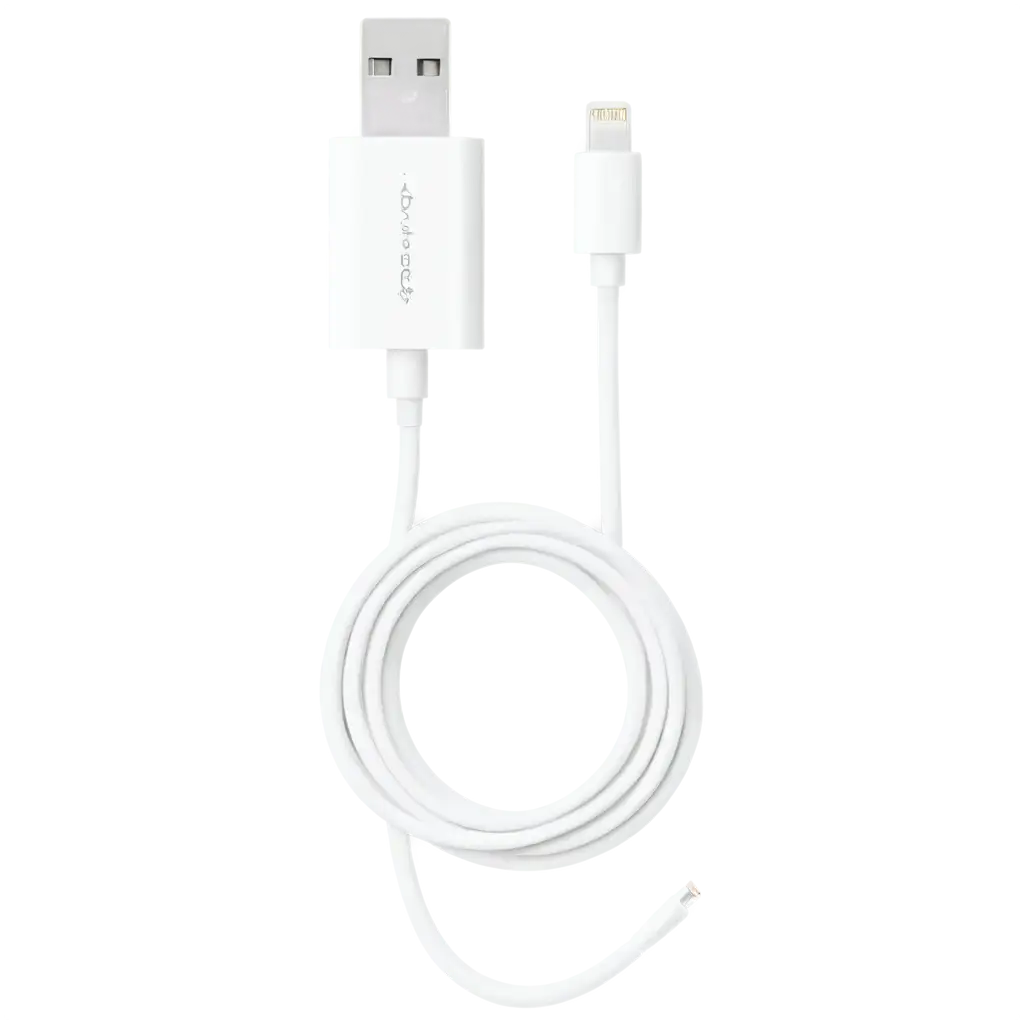 A white color phone charging cord in assembled form