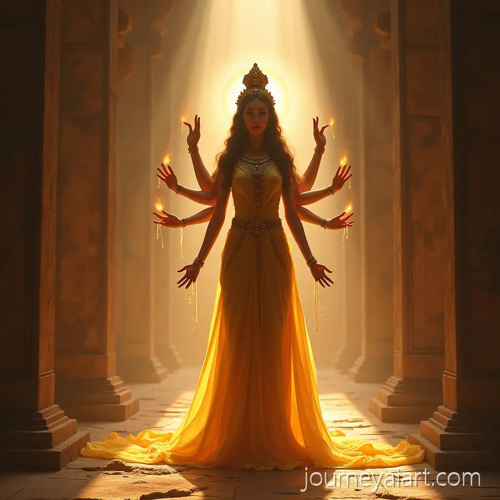 Majestic-Durga-Goddess-ImageMajestic-Goddess-Durga-Standing-in-an-Ancient-Temple-with-Radiant-Presence