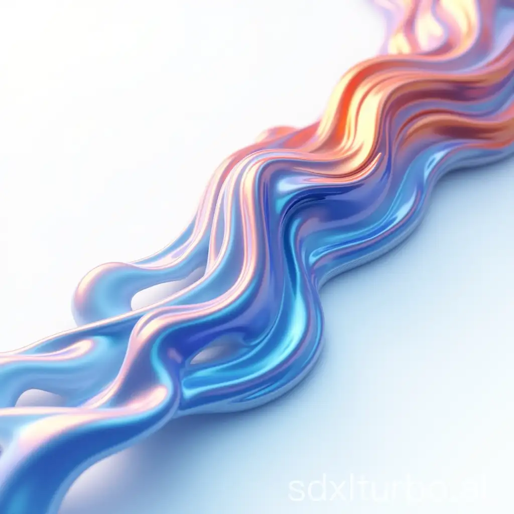 Blue and orange metal fluid, high-tech feel, white background, design feel