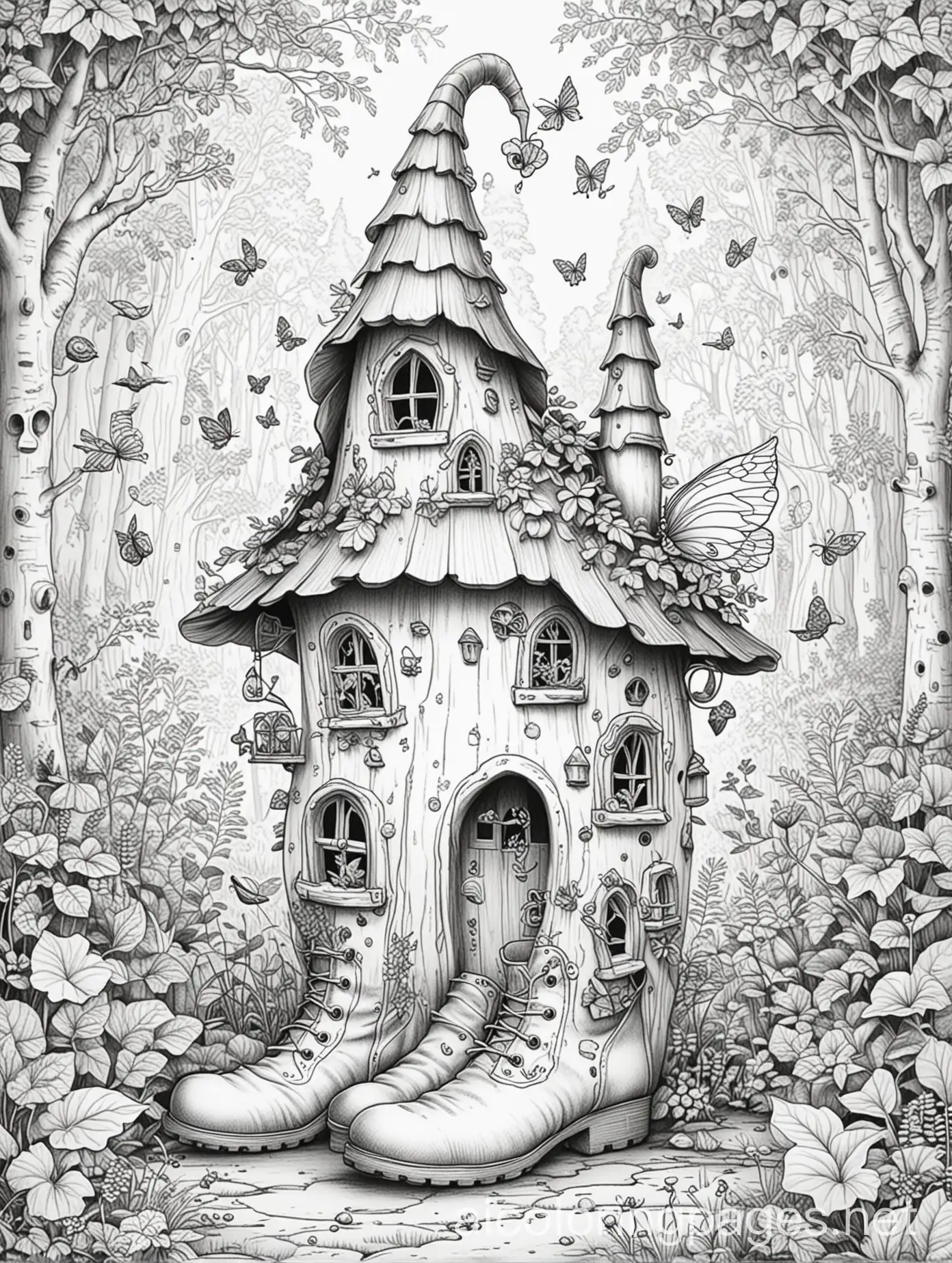 Whimsical-Forest-Coloring-Page-with-Fairies-Gnomes-and-Elves