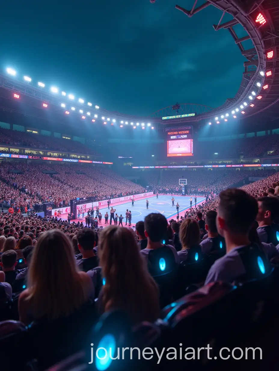 Futuristic-Sports-Arena-with-Vital-SignDisplaying-Suits-and-ColorChanging-Fashion