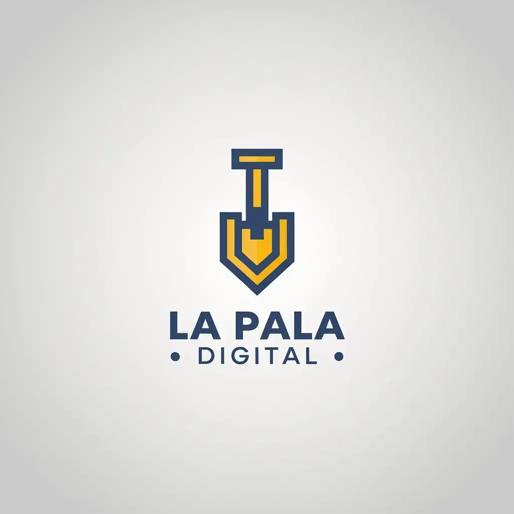 LOGO Design for La Pala Digital Shovel Symbol in Blue and Yellow Minimalist Style for Internet Industry