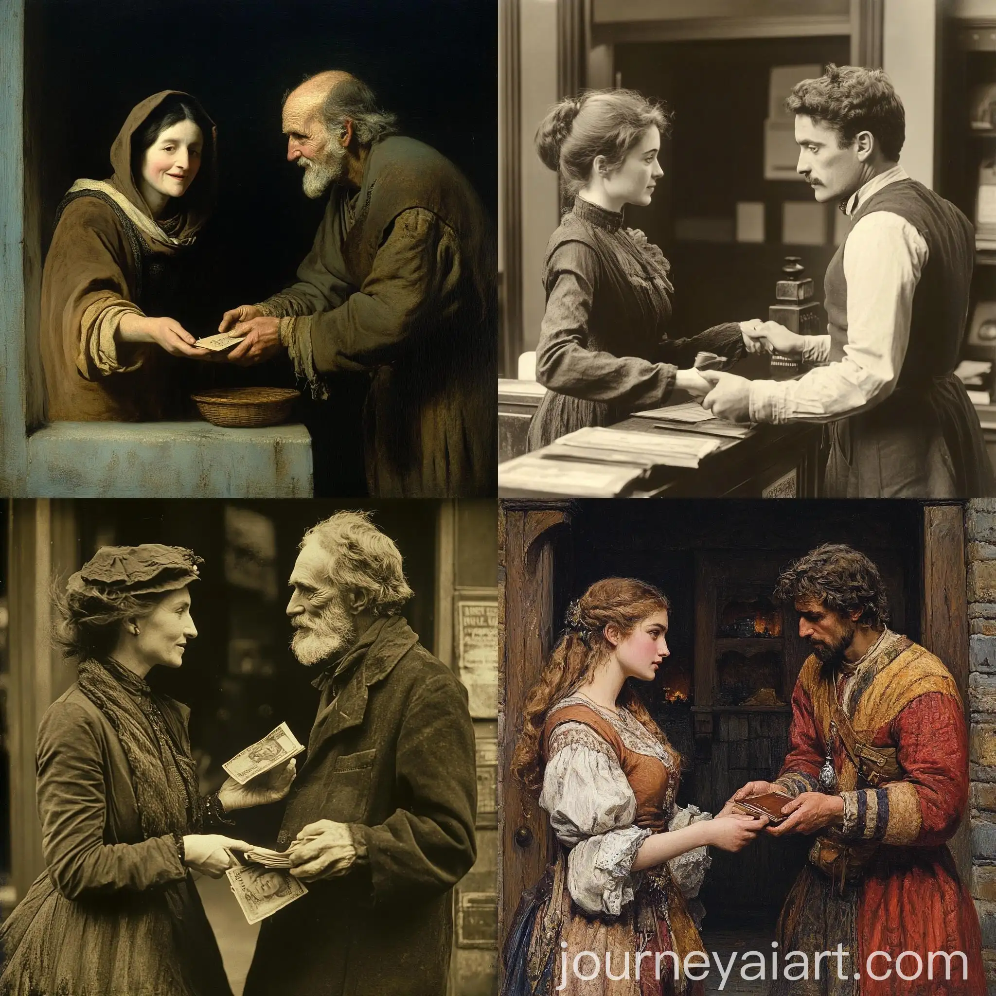 Elderly-Woman-Paying-a-Man-in-Traditional-Setting