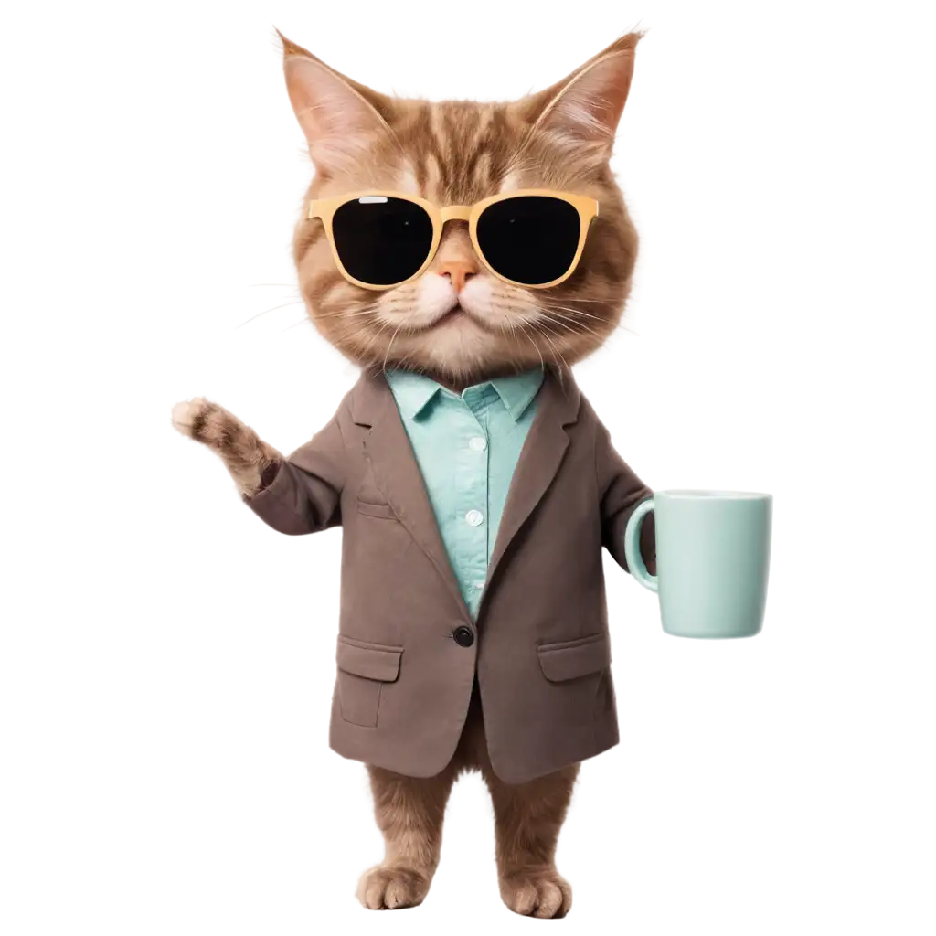 Stylish-Cat-with-Sunglasses-and-Tea-Mug-PNG-Image-Creation