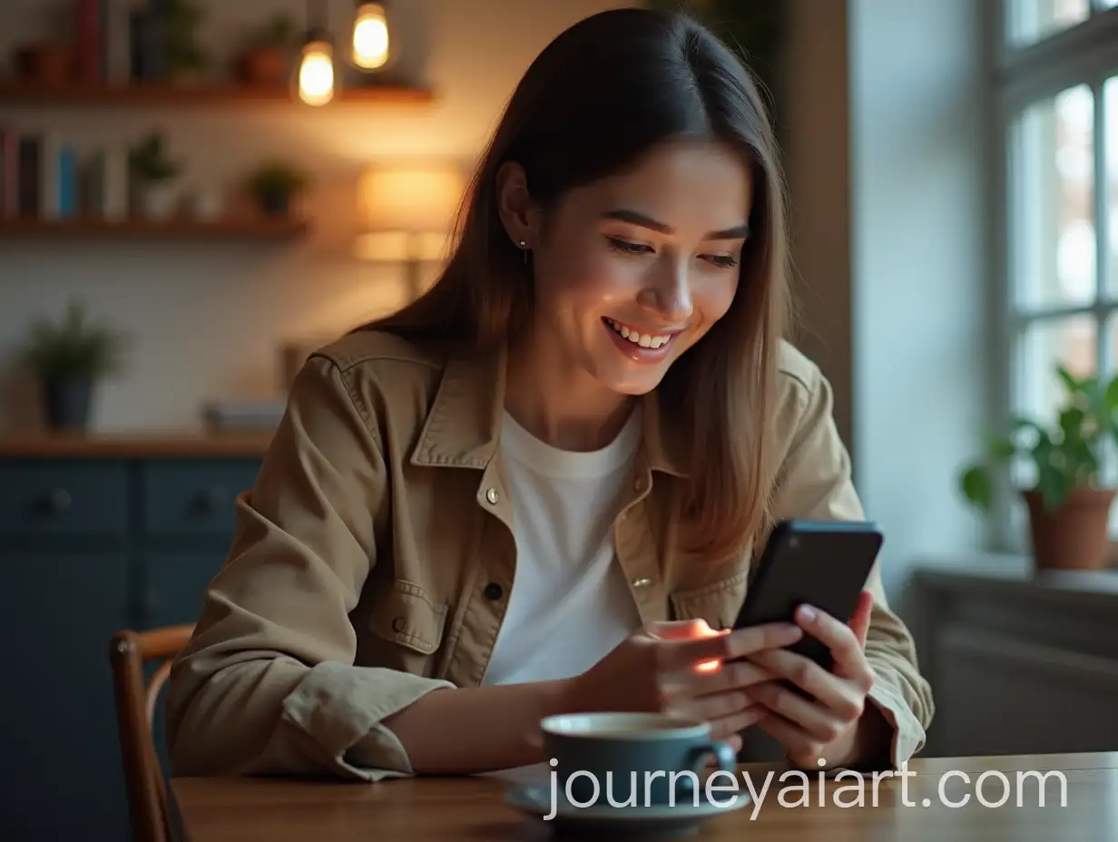 Young-Adult-Engaged-with-Stock-Market-Updates-in-Cozy-Cafe-Setting