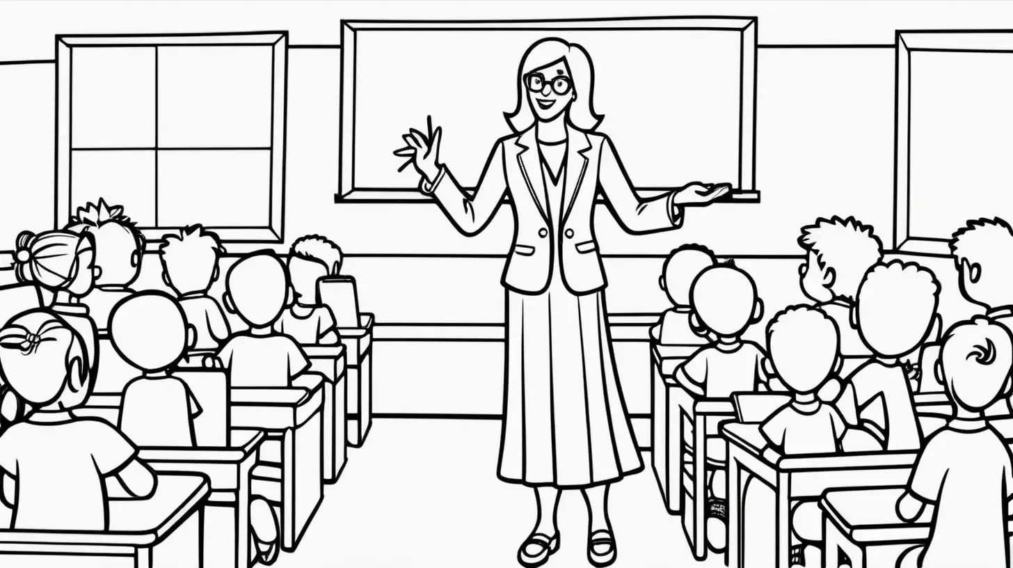 Simple Teacher Coloring Page