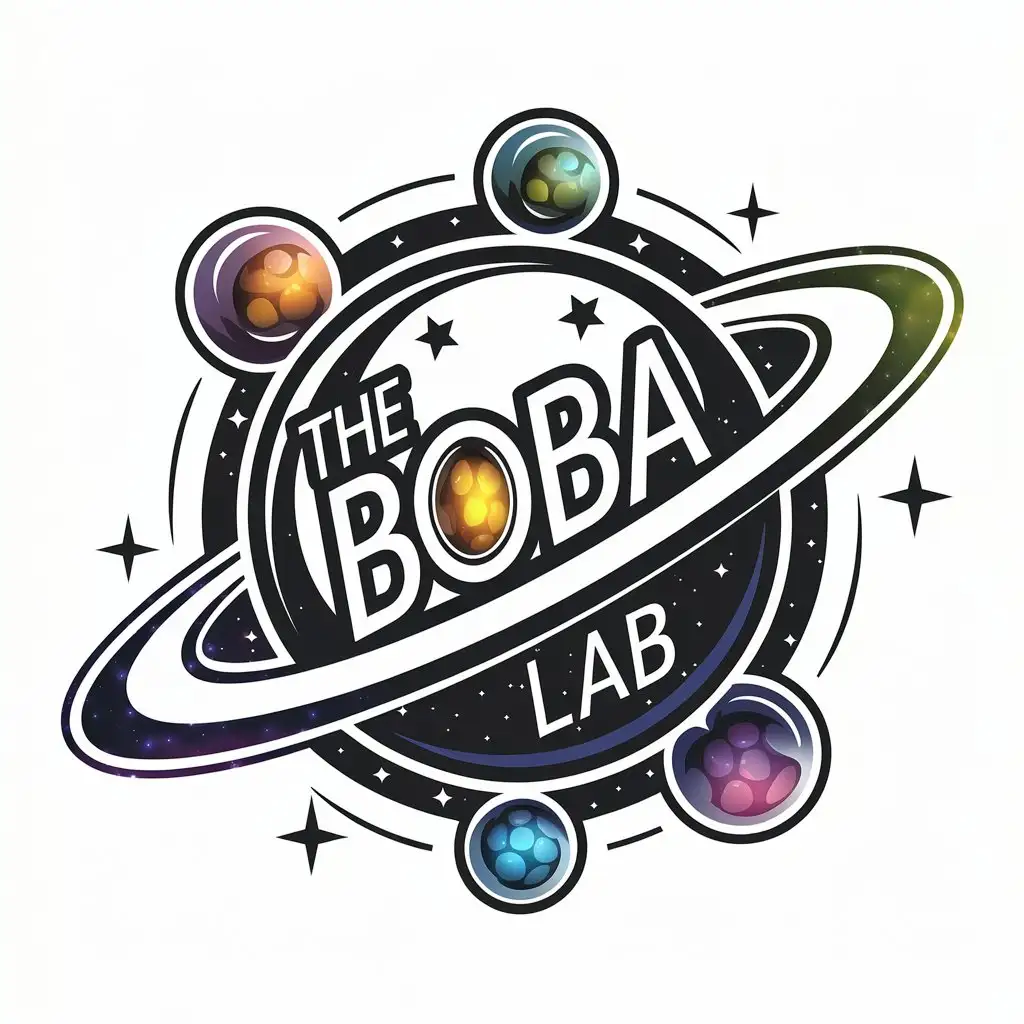 LOGO Design for The Boba Lab Cosmic Planet Boba Theme in Vibrant Colors