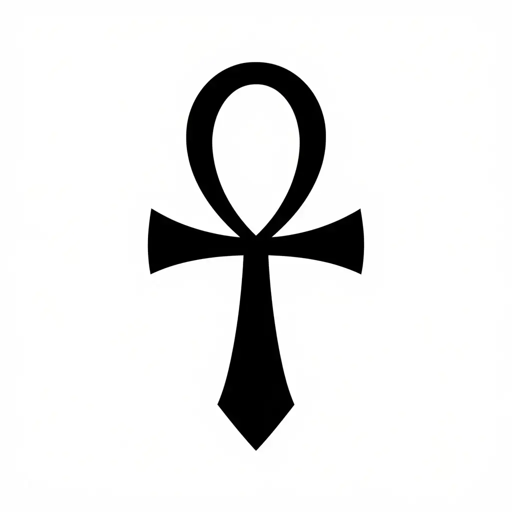 simple and elegant egyptian ankh symbol, black and white