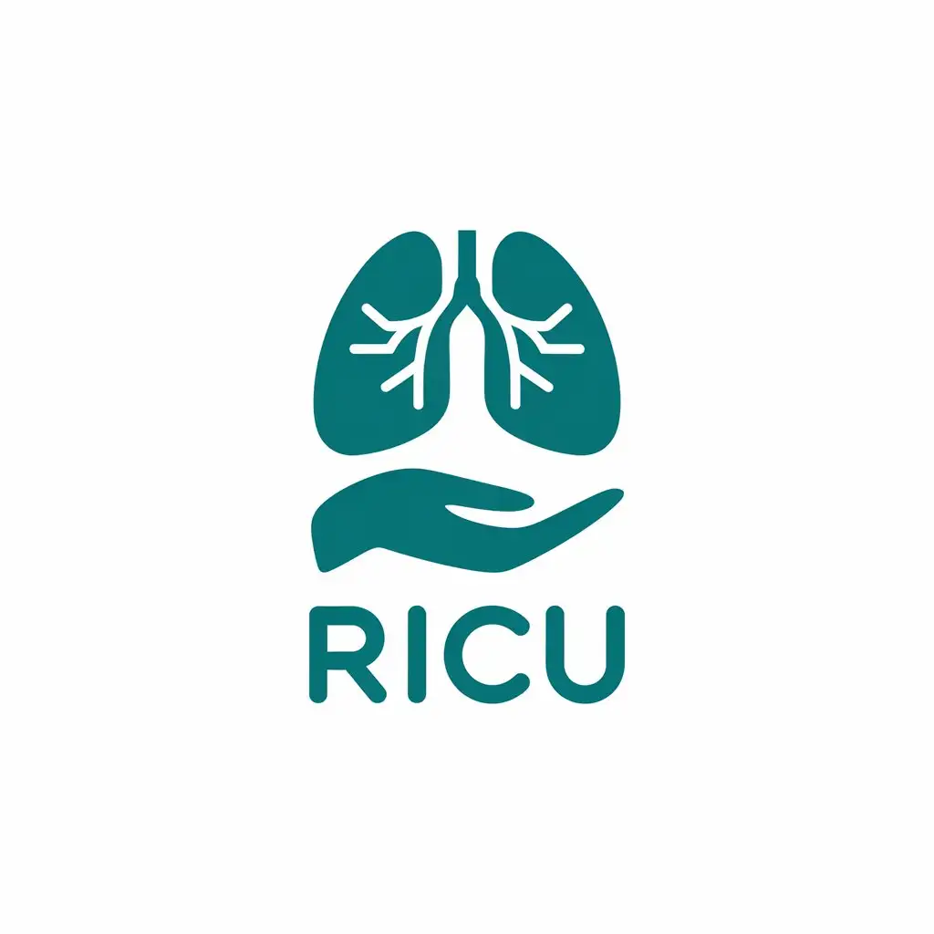 LOGO Design for RICU Vector Lung and Hand Symbol with Simplified Style for Medical Dental Industry