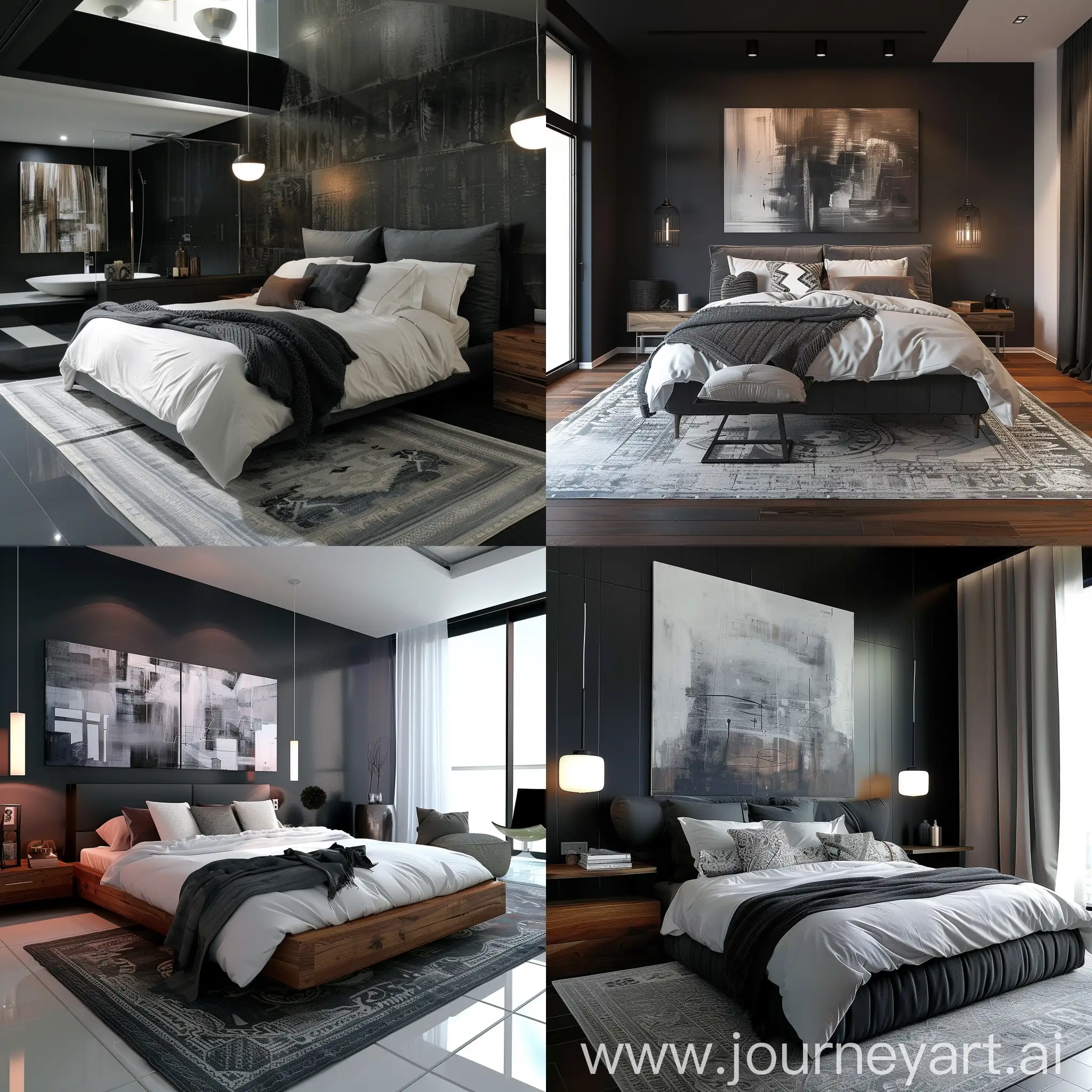 Contemporary-Bedroom-Design-in-Black-White-and-Lipstick-Red