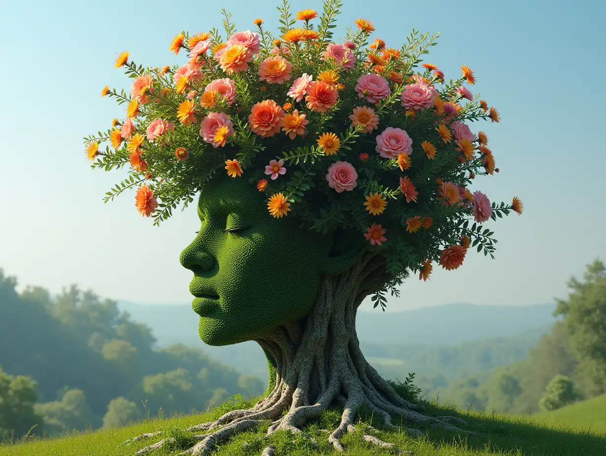 Building tree head with flowers