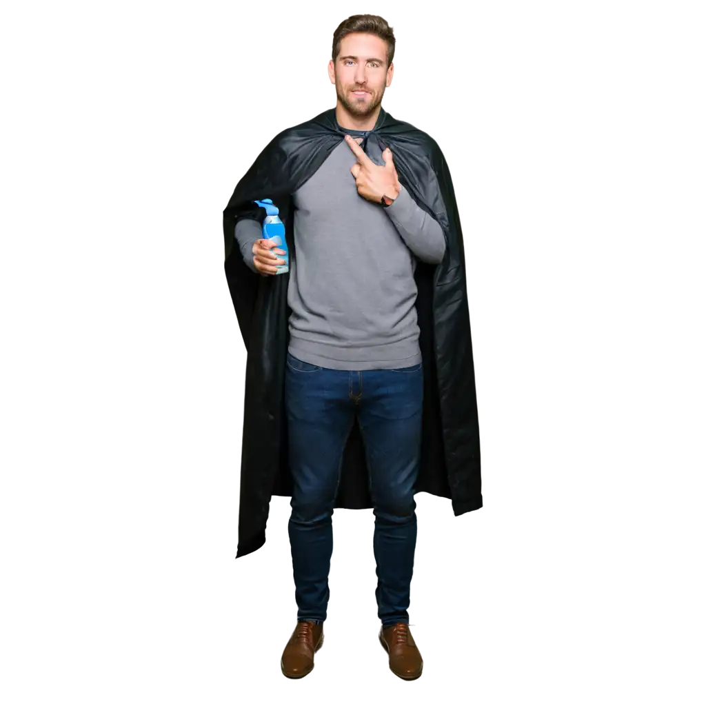 PNG-Image-of-Man-Wearing-a-Cape-Holding-a-Spray-Bottle-Enhance-Your-Visual-Content-with-Clarity