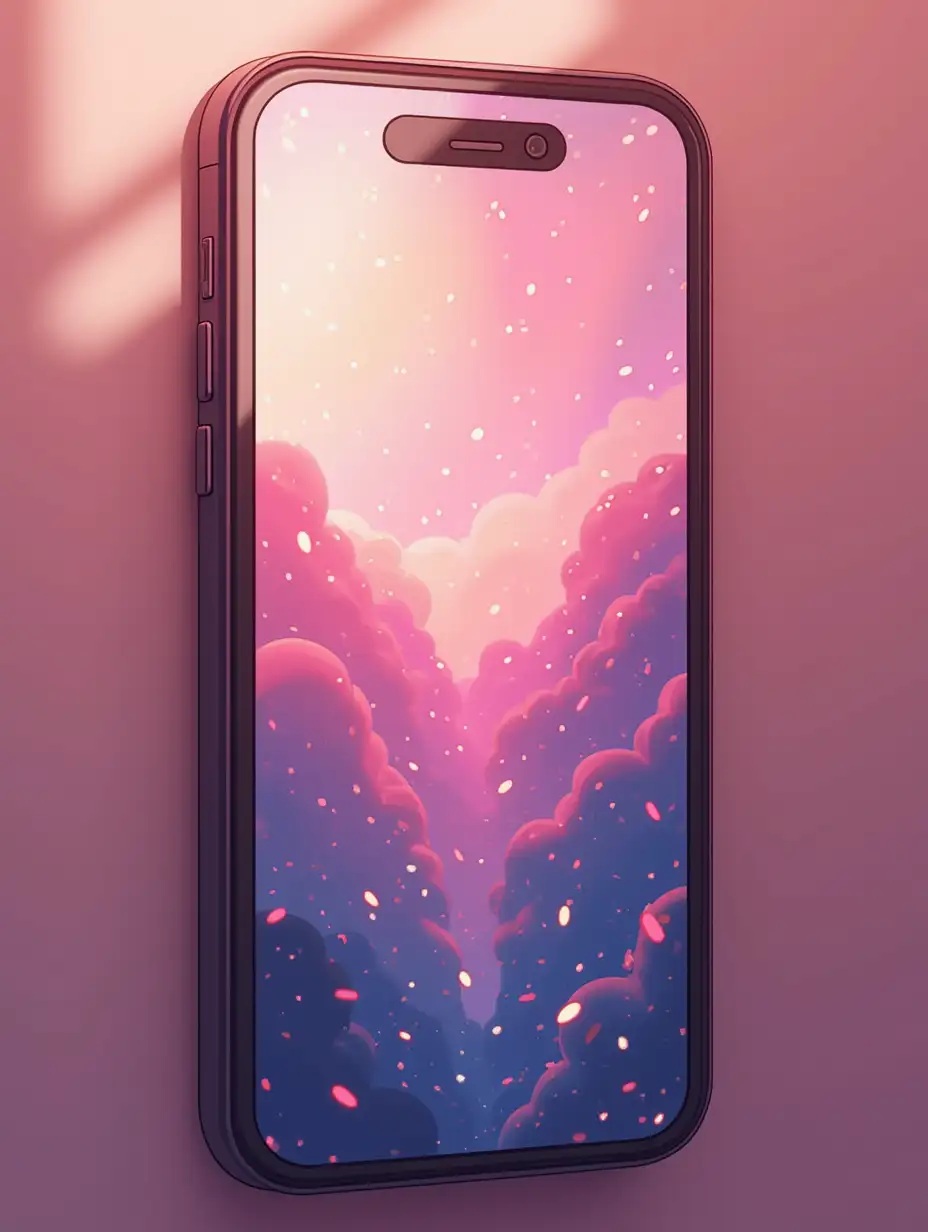 A phone screen. There is dating app on the screen. Anime style. 2d style