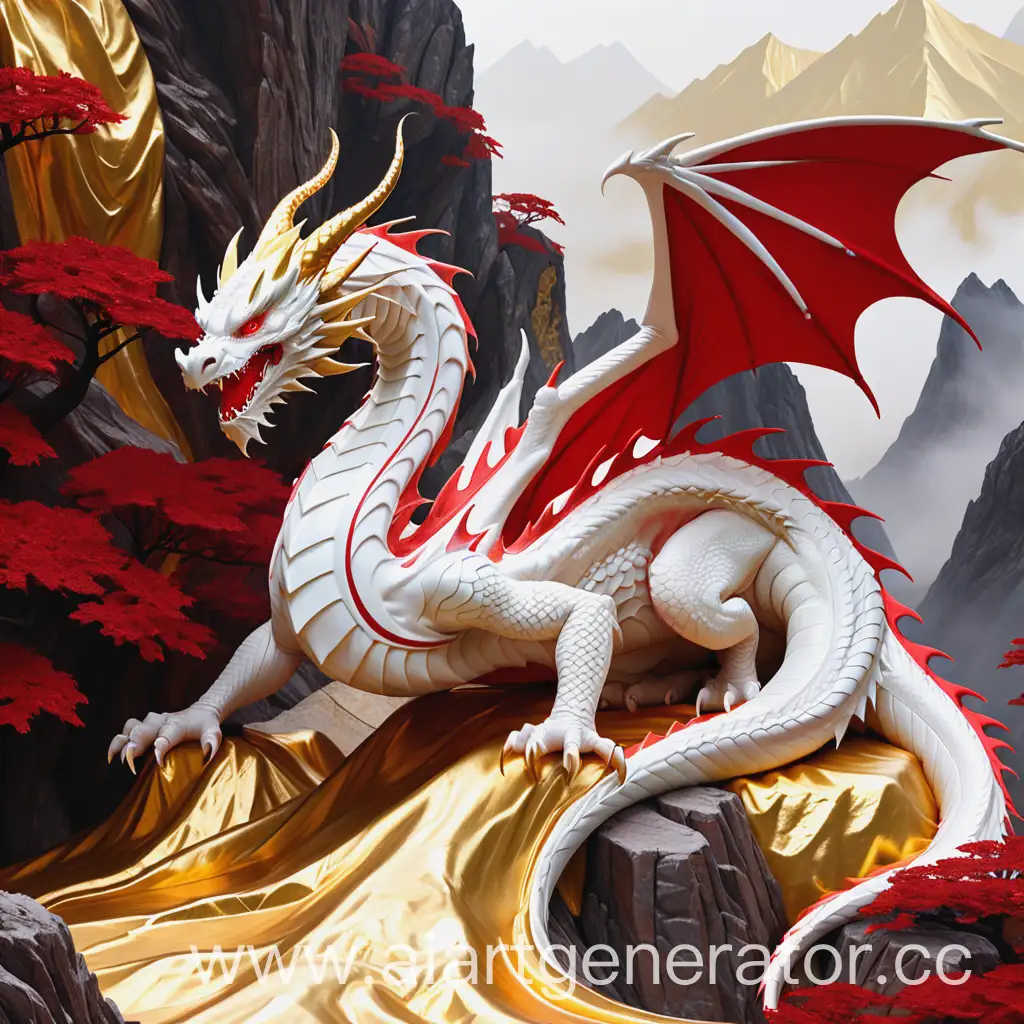 Majestic-White-and-Red-Dragon-Resting-on-a-Golden-Mountain