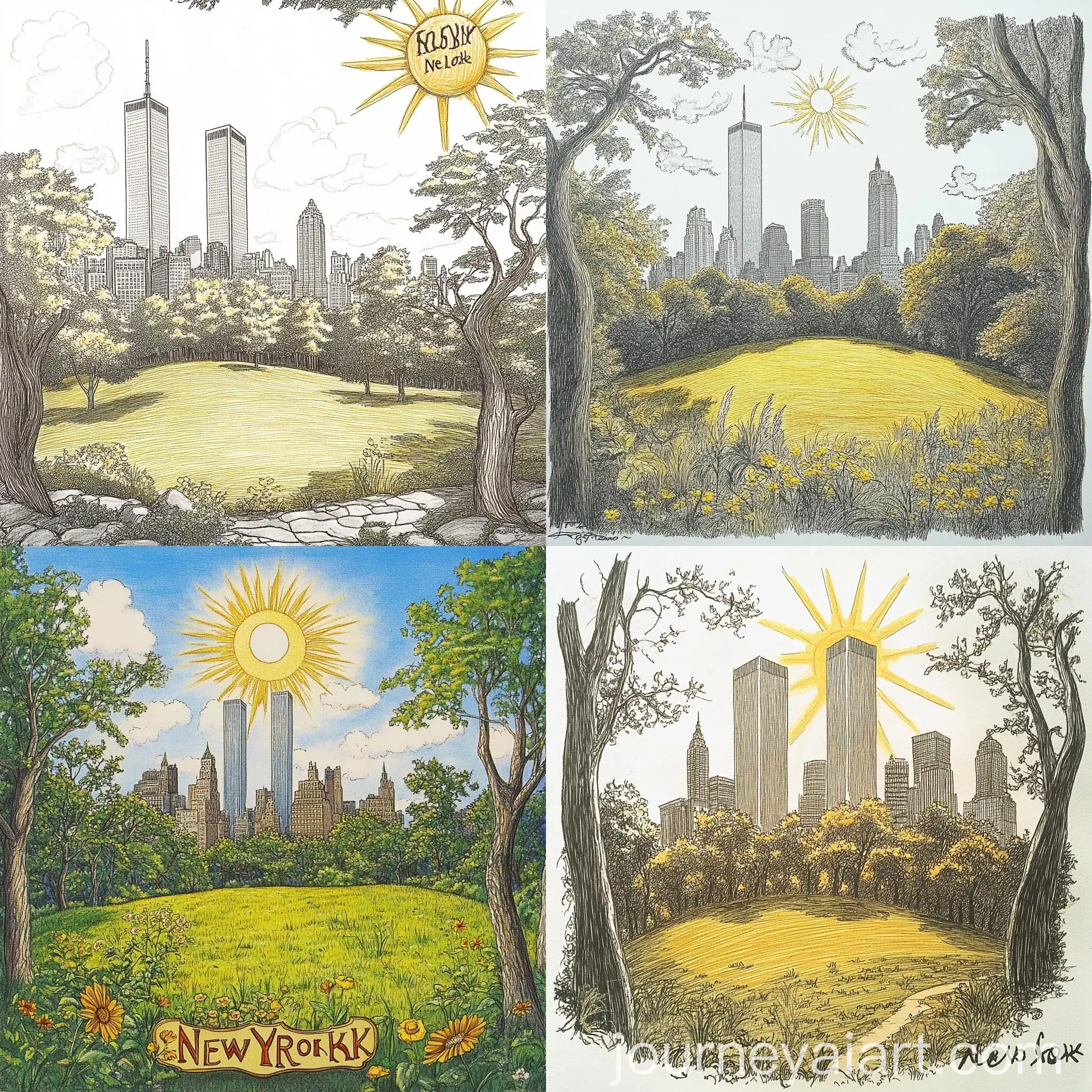 Central-Park-Meadow-with-Trees-and-Skyscrapers-New-York-City
