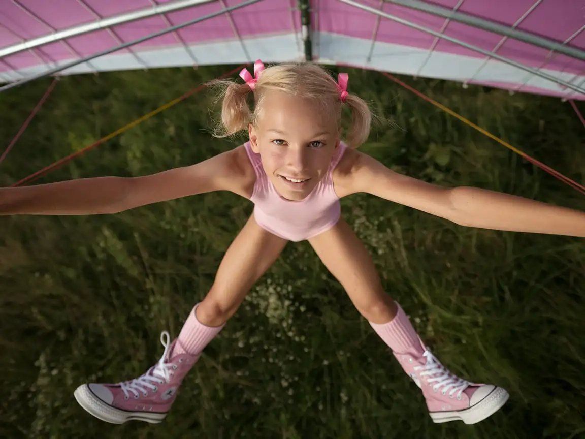 Joyful-Teen-Boy-in-Pink-Leotard-Flying-HandGlider