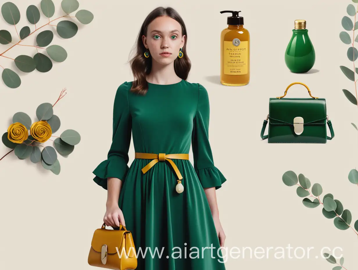 Girl-in-Malachite-Dress-with-Eucalyptus-and-Jadeite-Accents