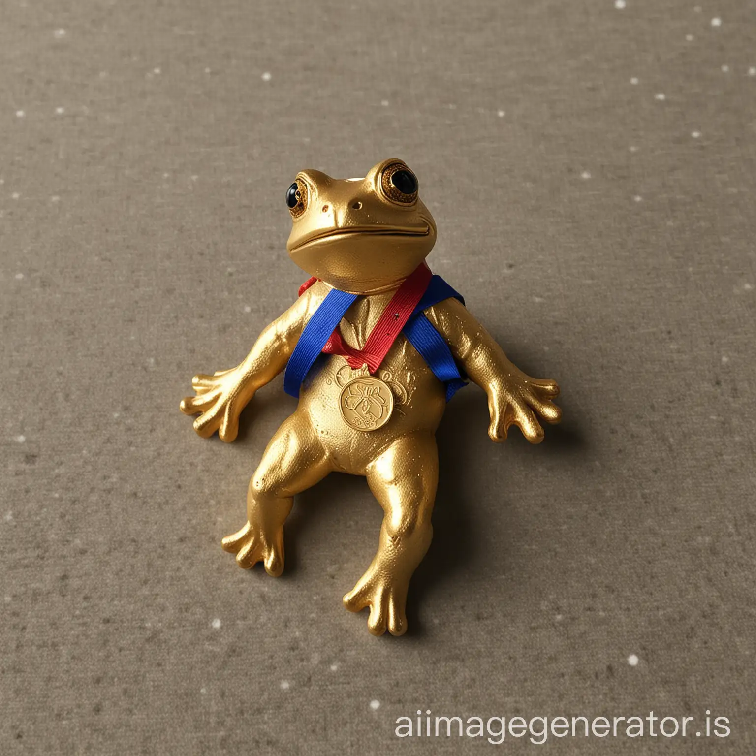 wearing an Olympic gold medal frog