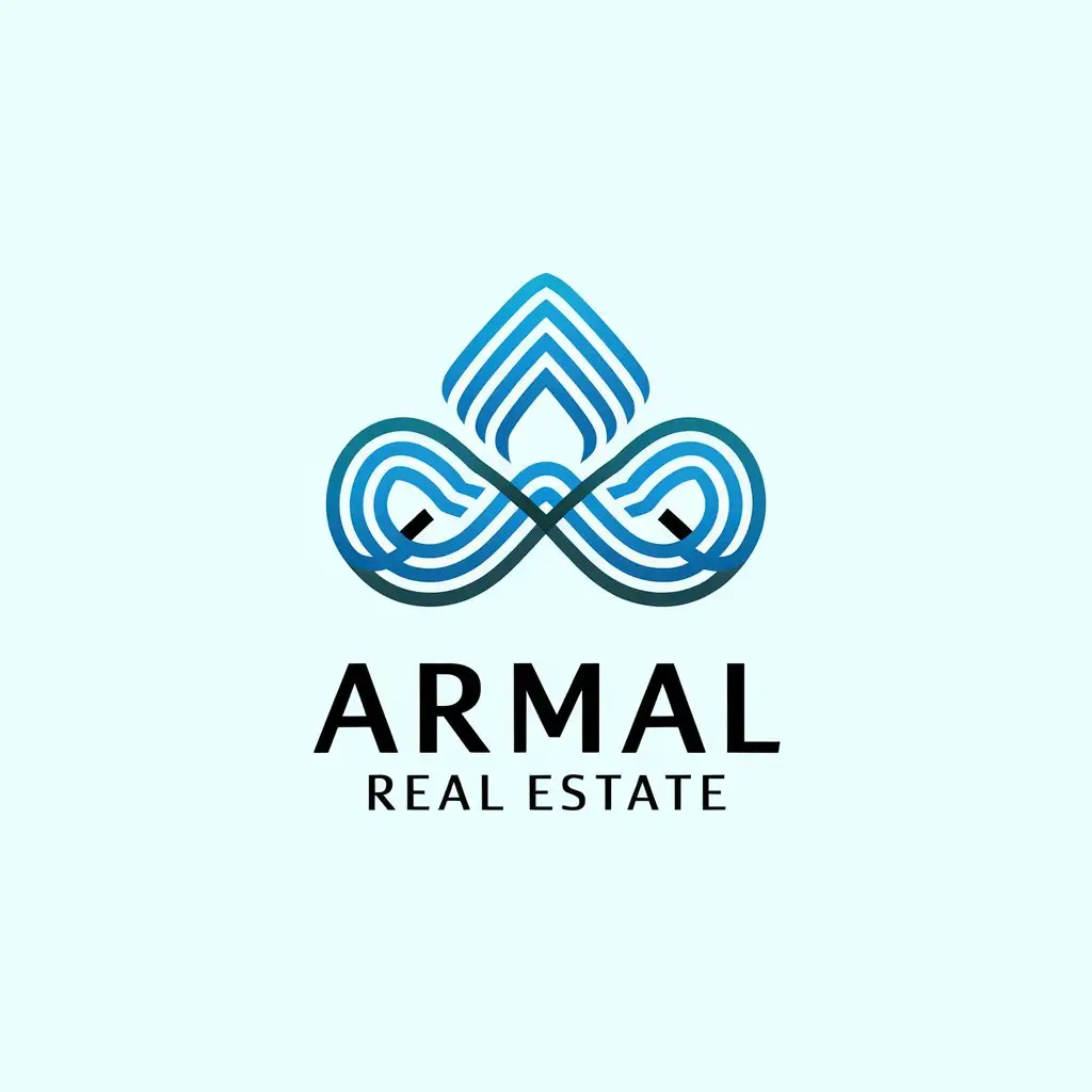 LOGO Design for ARMAL Real Estate Blue Black with Sand DunesInspired Symbol