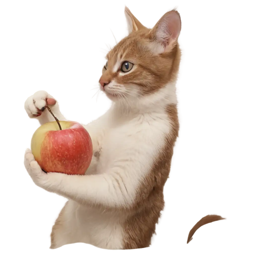 cat eating an apple