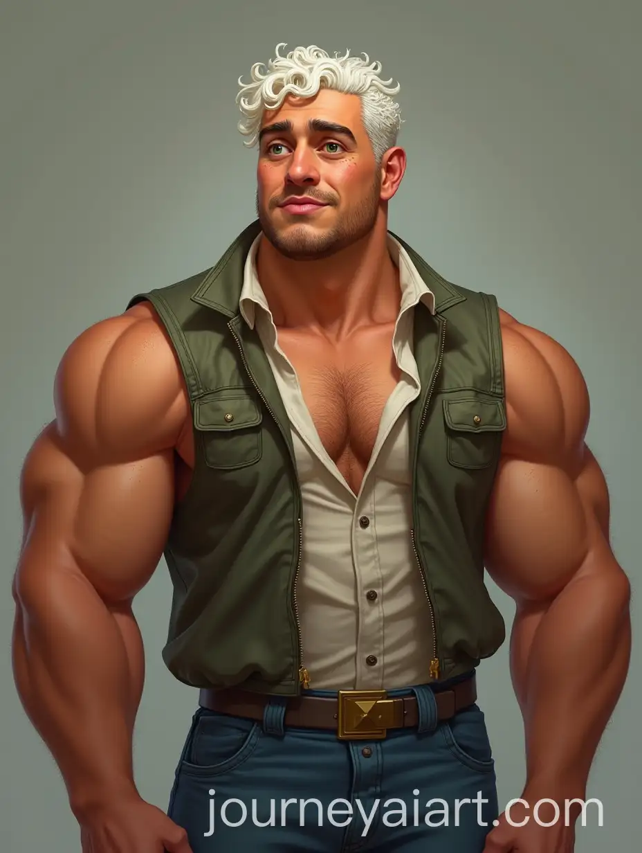 Semirealistic-Portrait-ofAI-Art-Prompt-Expansion-a-Transgender-Man-with-Copper-Skin-and-Curly-White-Hair