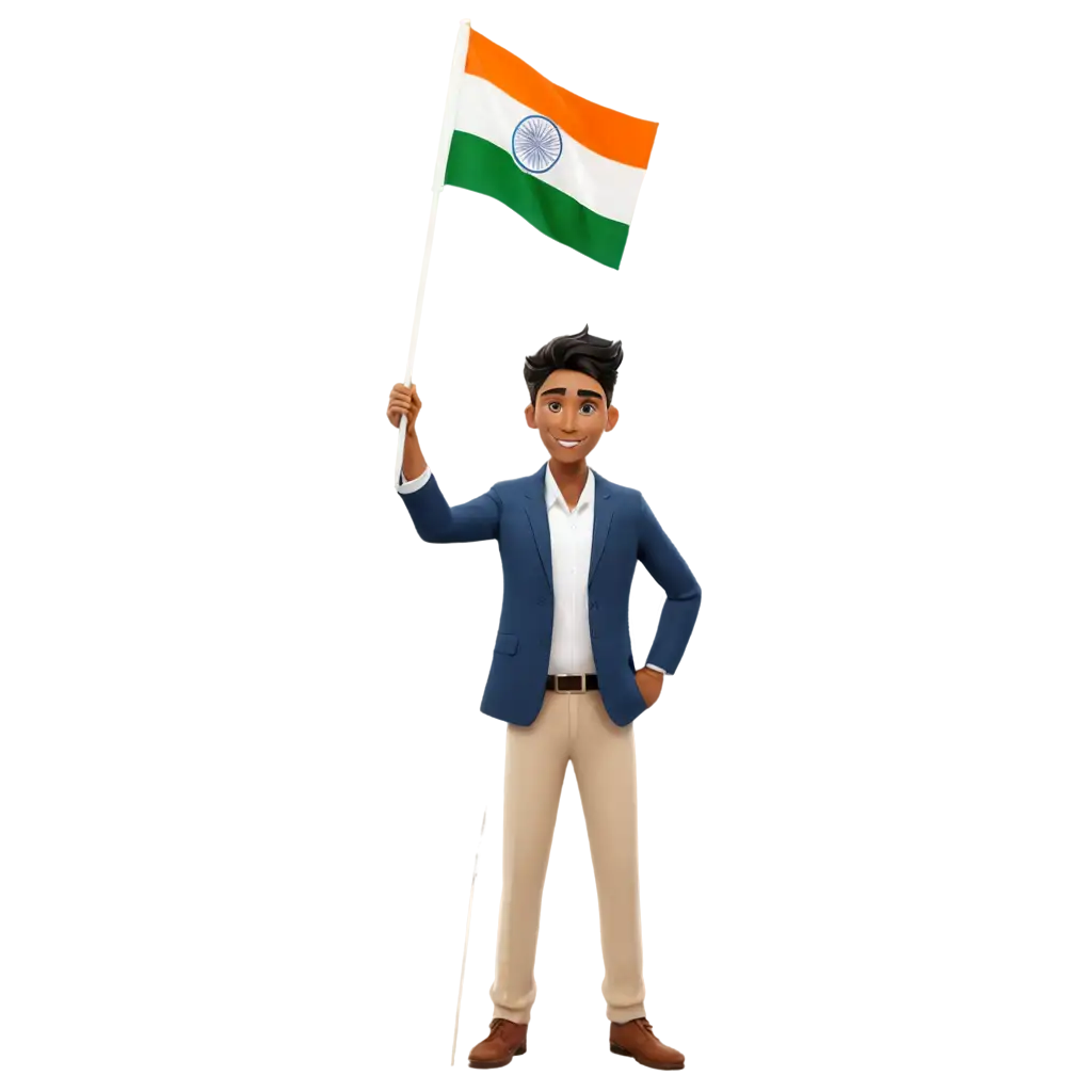 Proudly-Displaying-Unity-CartoonStyle-Person-Holding-the-Indian-National-Flag-PNG