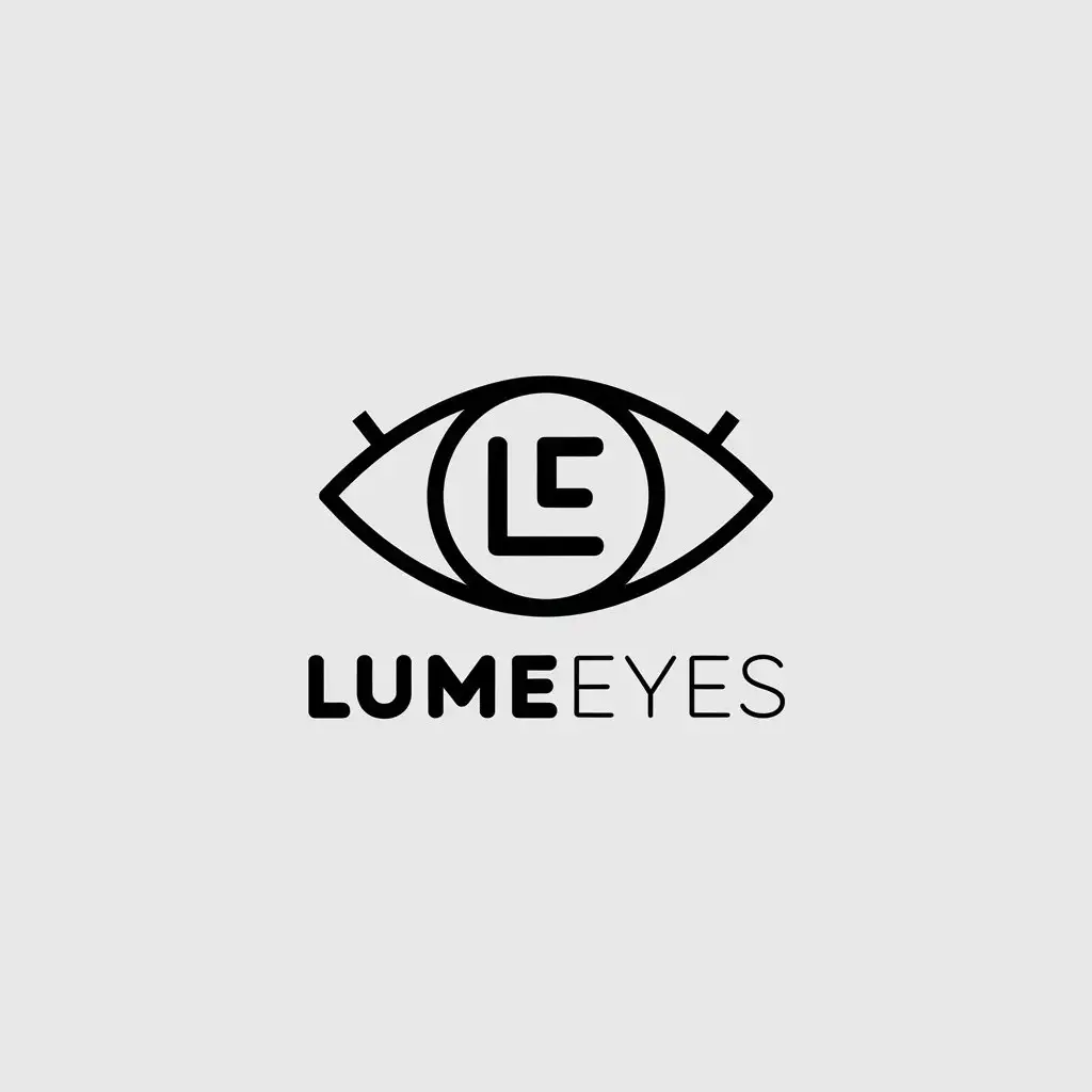 a vector logo design,with the text "LumeEyes", main symbol:LE,Minimalistic,clear background