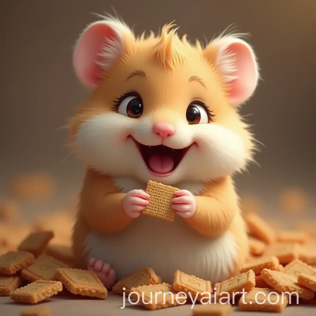 Happy-Fluffy-Ginger-Hamster-Holding-a-Microchip-Among-Piles